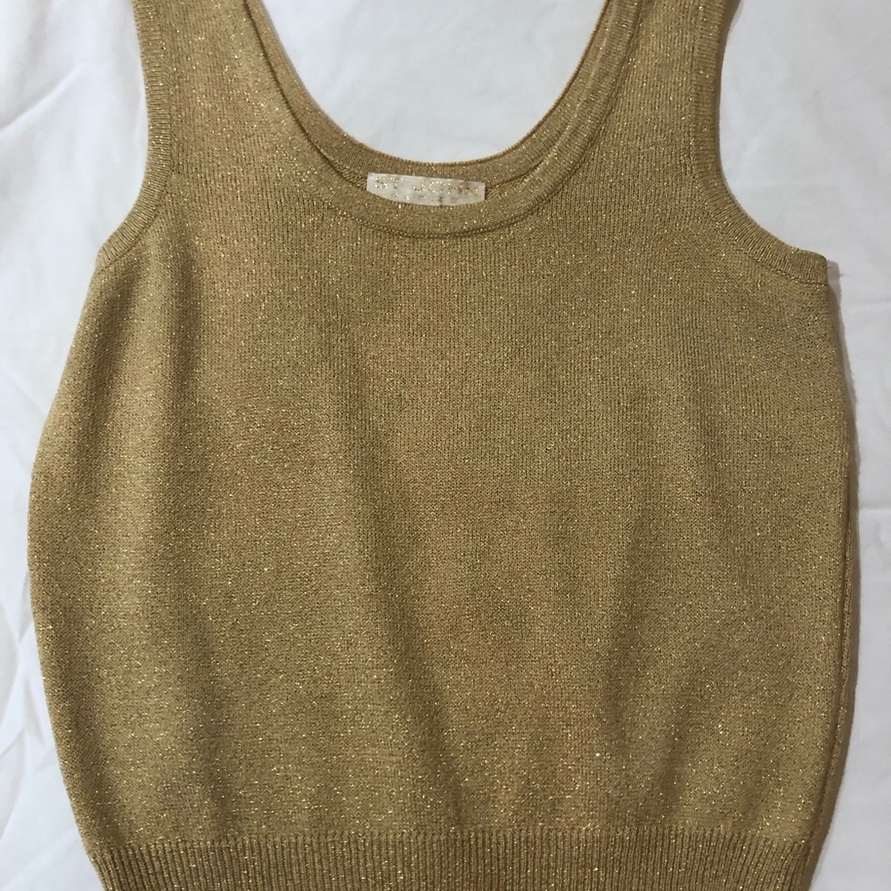 St. John Santana Knit Tank Top Sz S in Gold